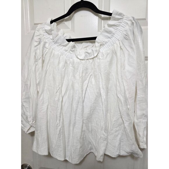 NWT 3CE White Off-Shoulder Long Sleeve Bohemia Oversize Blouse Size M - Picture 3 of 6